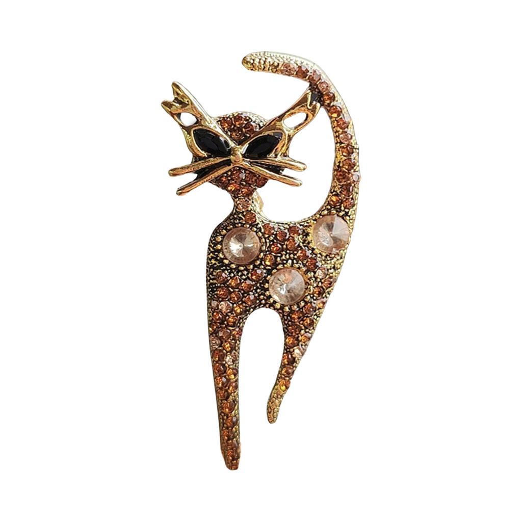 Elegant Rhinestones Cats Brooch Enamel Animal Lapel Pin Stylish Business Event Accessory for Fashion Enthusiasts