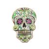 Colorful Flowers Sugar Skull Brooch With Vibrant Enamel Sparkly Rhinestone Accents For Day Of The Dead And Halloween Parties