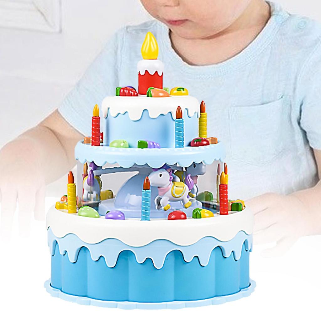 Birthday Cake Play, Making Wishes, Glowing Candles, Interactive Toy, Blowing Out Singing