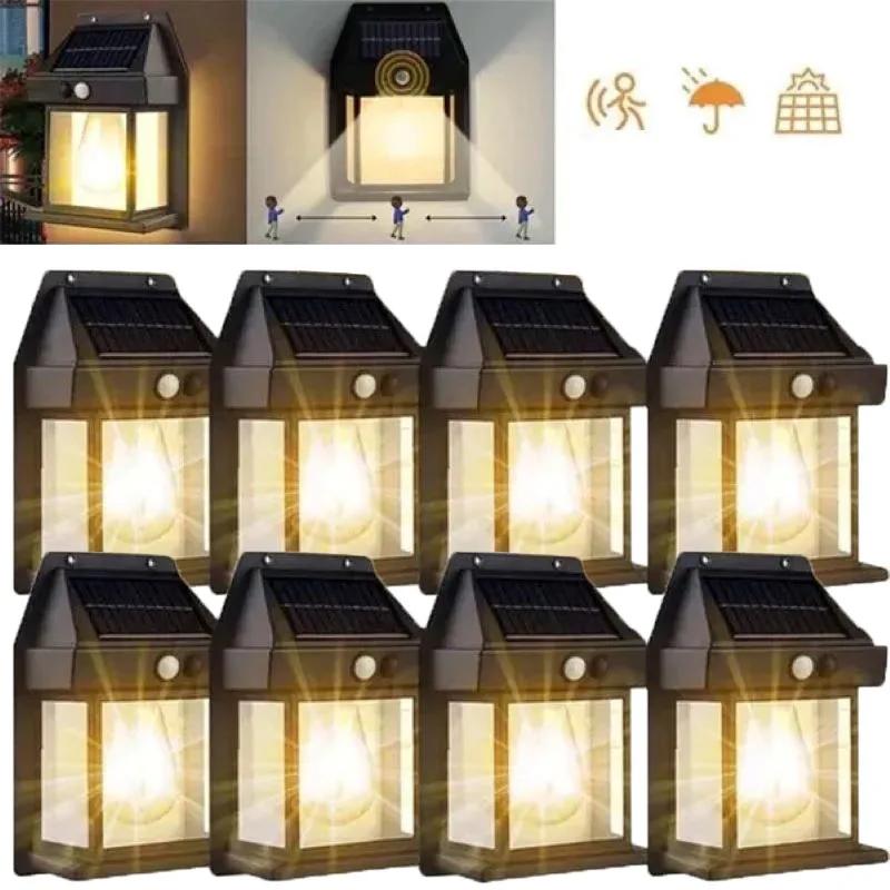 1/2/4/8 Solar Powered Outdoor Sensing Safety Light Strip Sensors with 3 Lighting Modes Suitable for Garden Fences and Courtyards