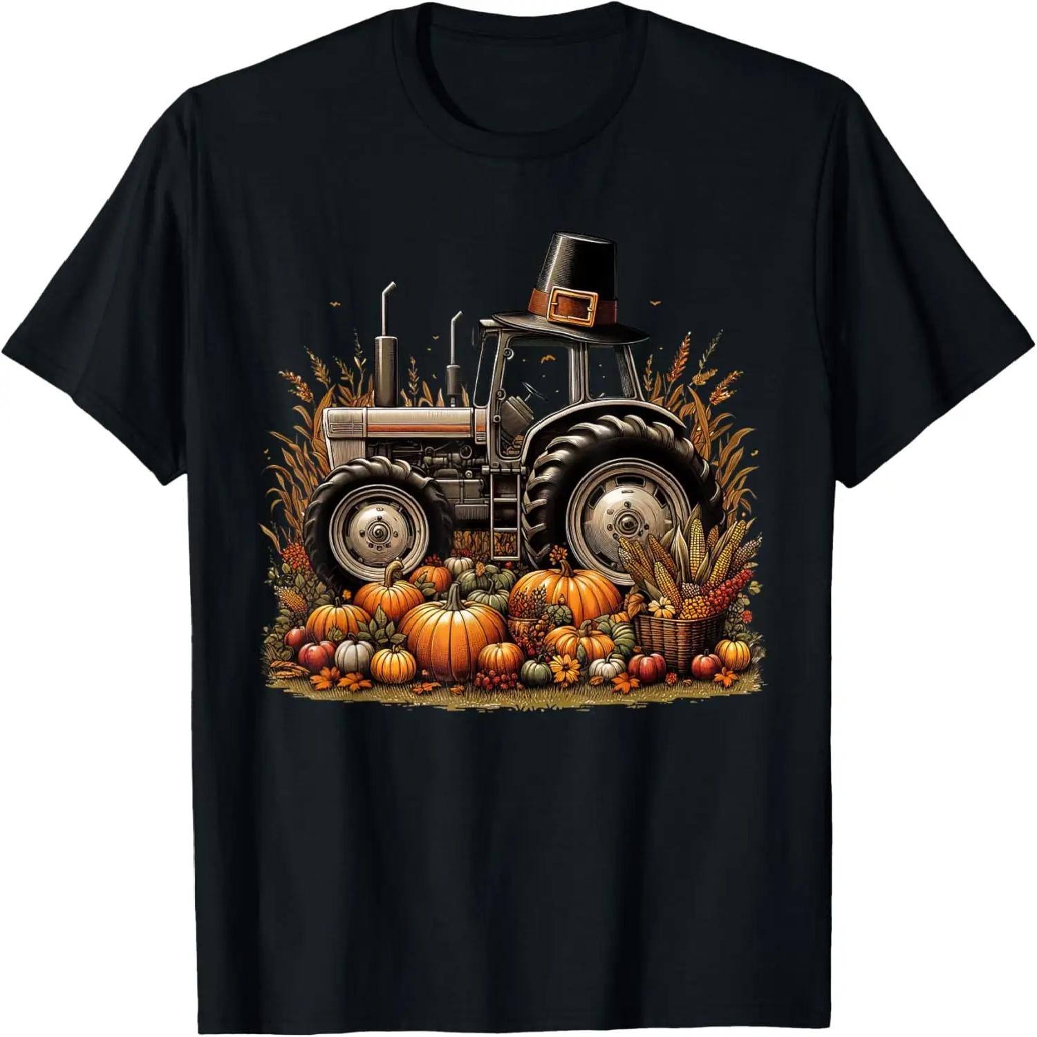 

Autumn Pumpkin Fall Tractor Thanksgiving Womens Mens Kids T-Shirt XXXXXL різнокольоровий