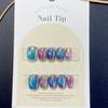 10Pcs Handmade Cat Eye Press On Nails Short Round Colorful Shiny Full Cover False Nail Tips Wearable Manicure Art
