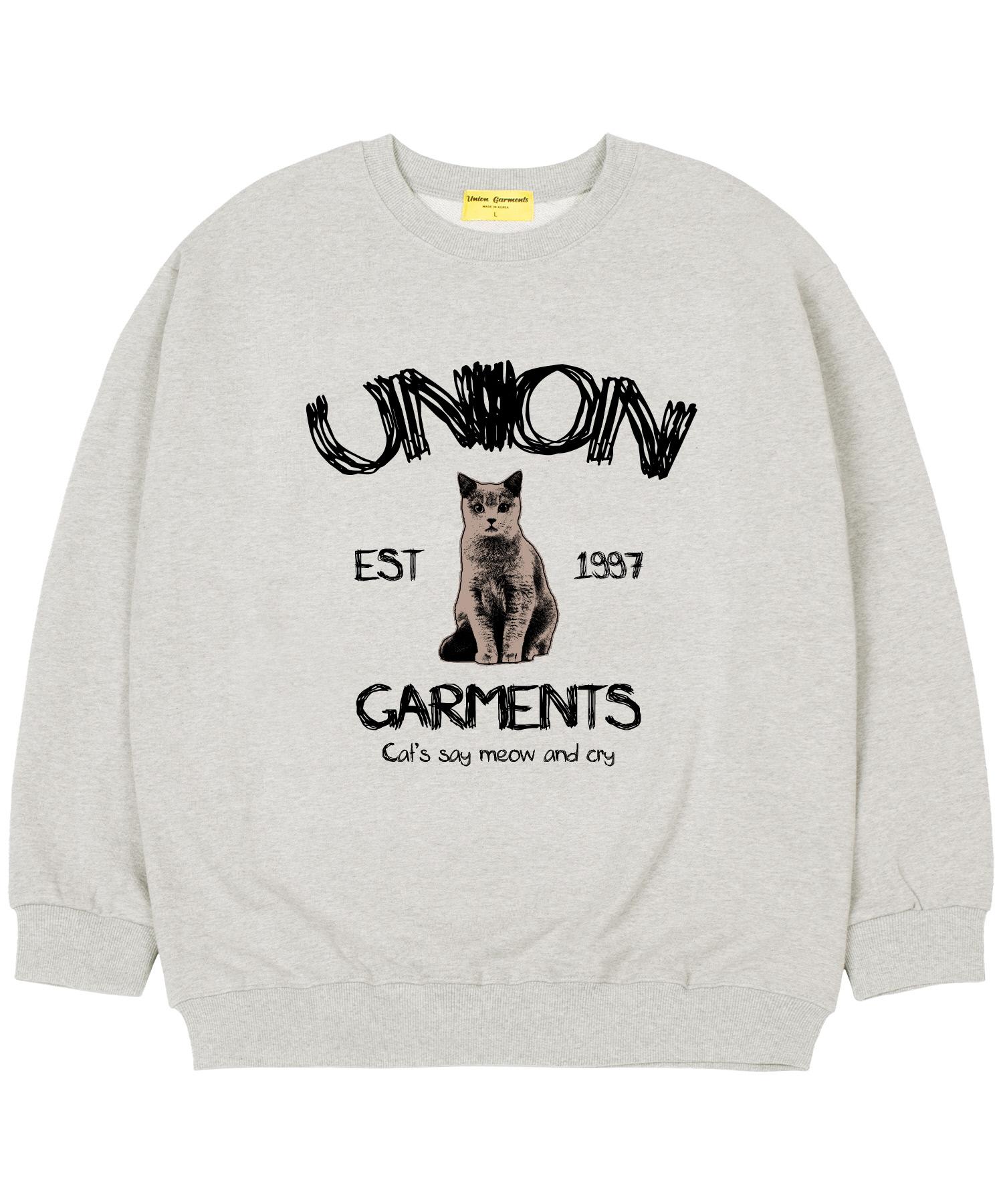Union Garments [С подкладкой из флиса] Свободный свитшот Union Cat Овсяный M