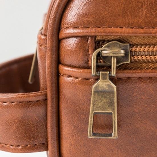 Vintage Makeup Bag Faux Leather Men Ladies Travel Toiletry Pouch Waterproof Cosmetics Organizer Bag for Vacation Business Trips