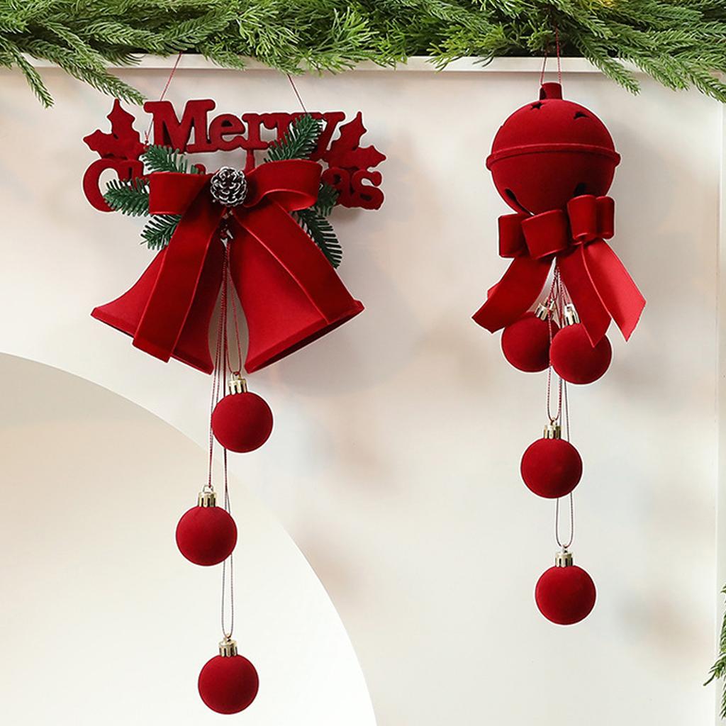 Nordic Flocked Bells Christmas Ornament Christmas Ball Hanging Pendant Christmas Tree Decorations for Home Decoration