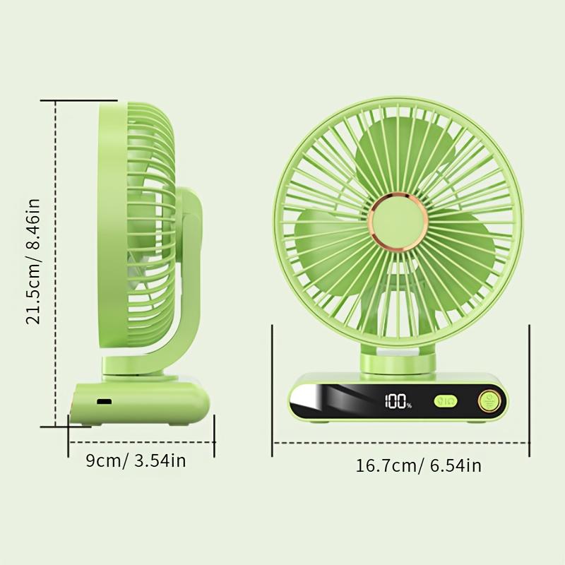 Desktop Portable Handheld Fan,2000Mah Rechargeable Fan Features Five Speed Settings, Night Light Option, And a Digital Display