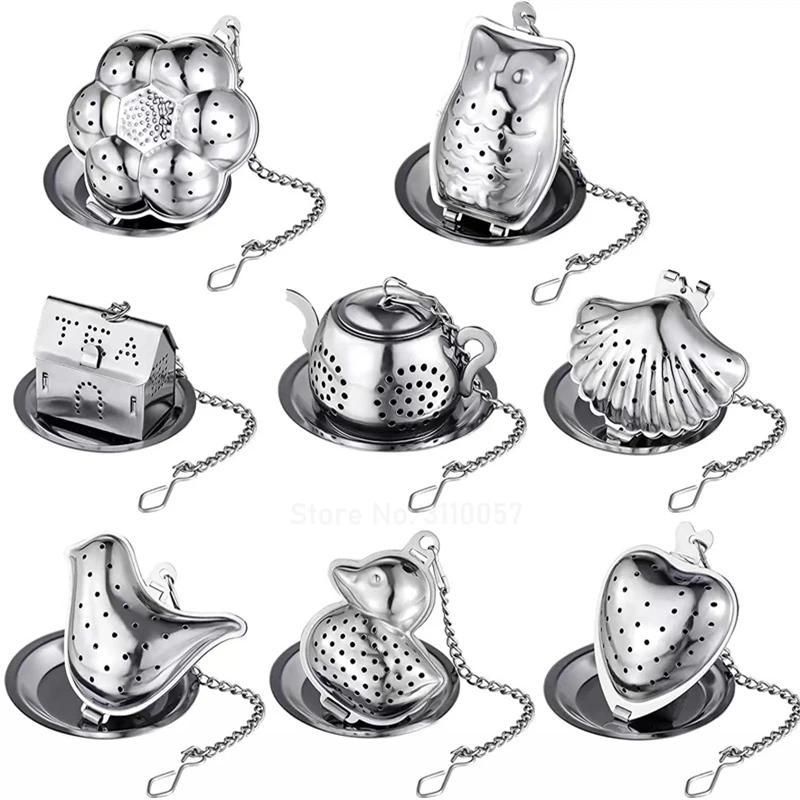 New Stainless Steel  Tea Infuser Teapot/Owl/Duck/Pumpkin Tray Spice Tea Strainer Herbal Filter Teaware Accessories Kitchen Tools