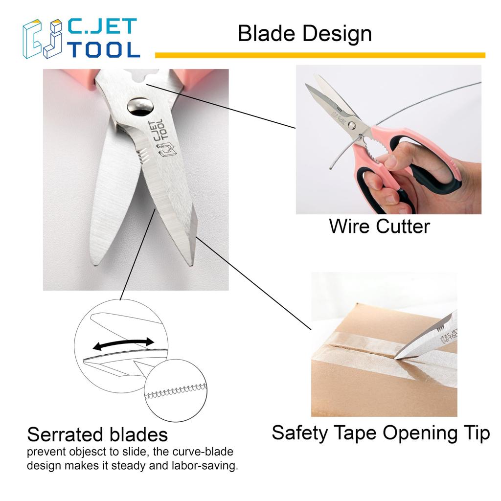 Tool Washable Scissors Kitchen Scissors Disassembleable Blades Fully Washable Scissors Stainless Steel Blades Powerful Ideal for Disassembling Plastic