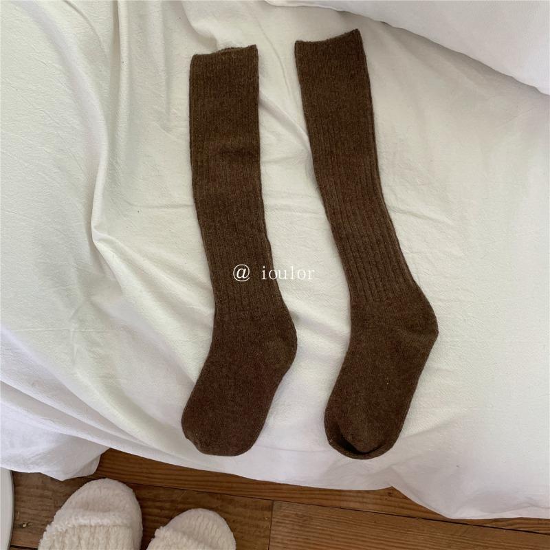 

Женские осенне-зимние утолщенные шерстяные носки до колена с махровым ворсом 1 pair коричневый