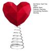 Red Heart Shaped Valentine's Day Tree Topper Romantic 3D Love Heart Ornament with Spiral Base for Wedding Party Holiday Tree Decoration