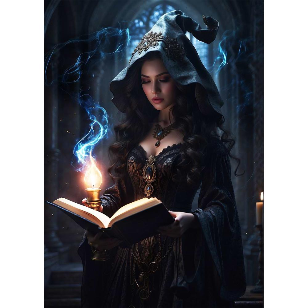 Fantasy Forest Castle Dark Academy Magic Witch Canvas Diamond Painting Wall Art Picture Living Room Home Decor
