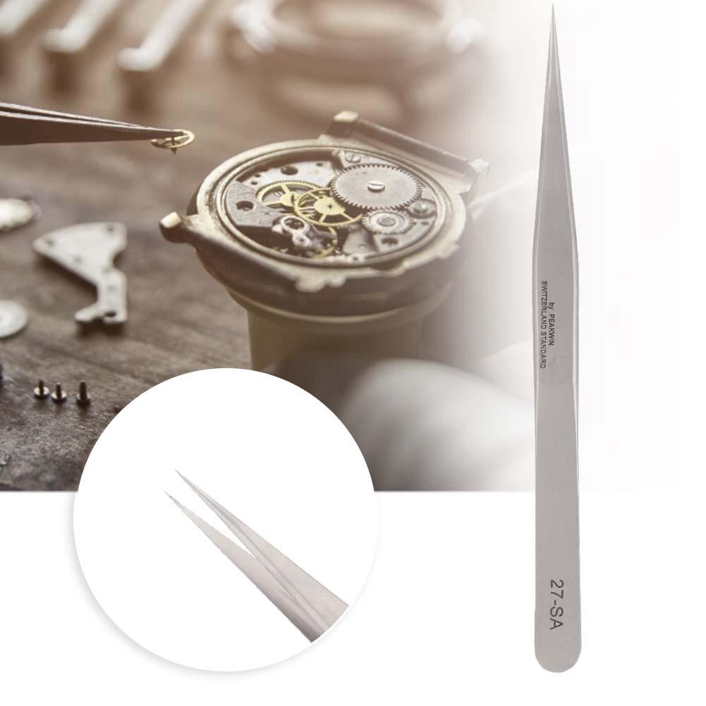 Stainless Steel Antimagnetic Acid Proof Tweezers High Hardness Watch Repairs Tool (#4)