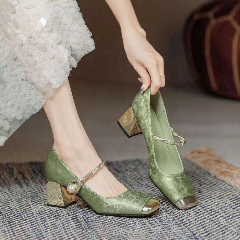 Modă Pantofi cu toc înalt pentru femei, stil nou chinezesc, pantofi Mary Jane pentru femei, asortați cu pantofi simpli în stil chinezesc, asortați cu fuste și pantofi