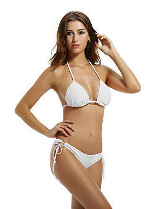 

Горячий пляжный купальник : Сексуальное бикини конфетных цветов в 11 ярких оттенках M белый