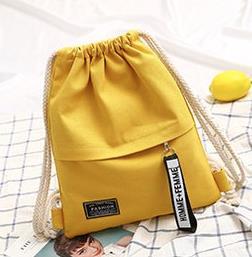 Schoolbag Canvas Bag Drawstring Backpack Solid Color Simple Versatile Cloth Bag Bundle Bag Women's Bag Leisure Bag