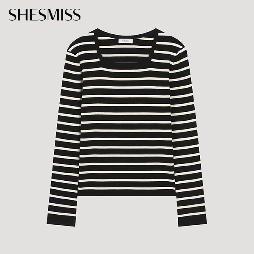 

She S miSS Ribbed Square Neck Knit SSkpoo32070 Bk blacks/55