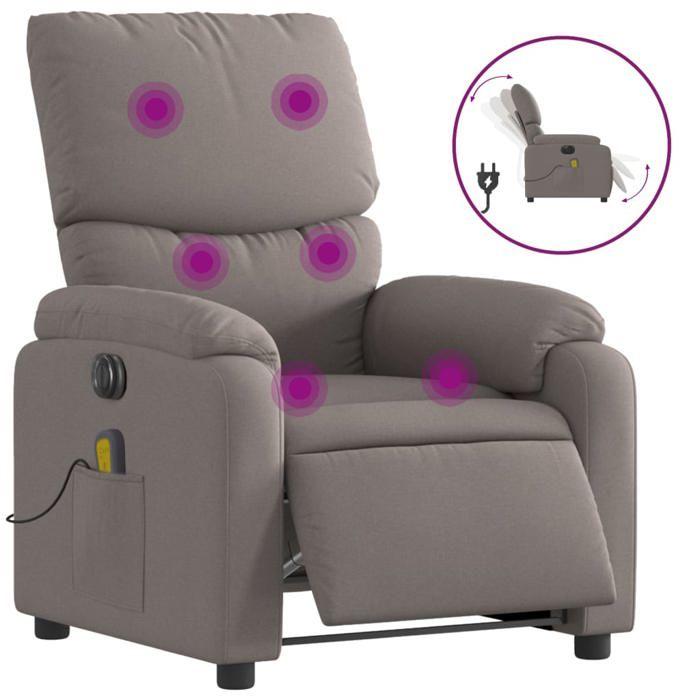 VidaXL Electric Reclining Massage Armchair Taupe Fabric 3204820