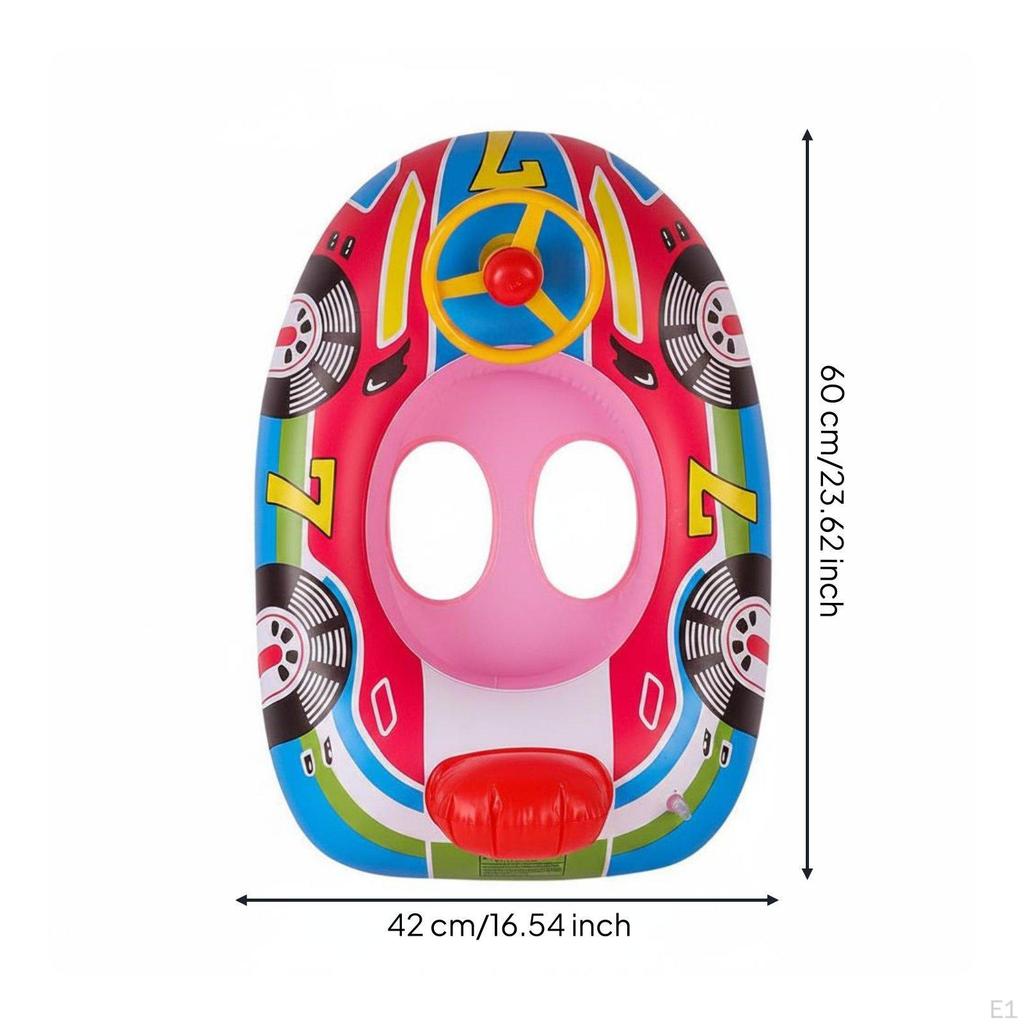 Kids Pool Toy with Steering Wheel Swimming Floats Seat Boat Inflatable Watercraft LeakResistant