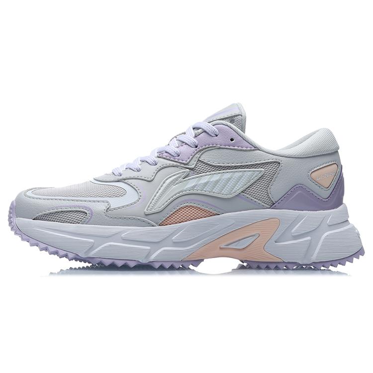 New LiNing Anti Slip Wear Resistant Low Top Running Shoes Women's Gray Purple ARLR004-2