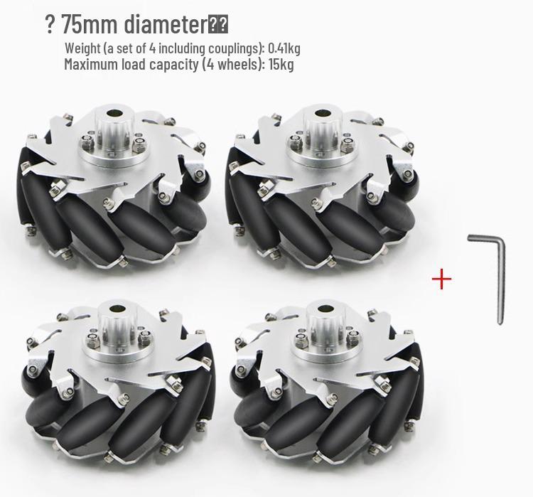 High-Quality 60mm Mecanum Wheel Set with Tight-Action Fixed Couplings - Ideal for DIY and Educational Projects