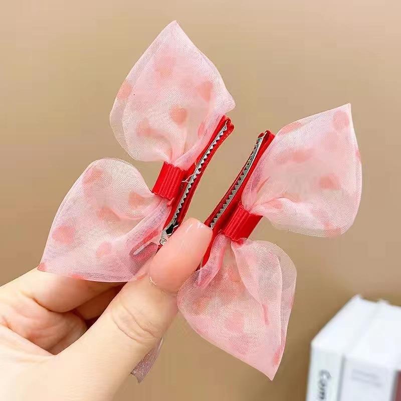 2PCS New Princess Gradient Color Bow Girls Hairpins Lovely Children Headwear Hairgrip Hair Clips Barrettes Hair Accessories