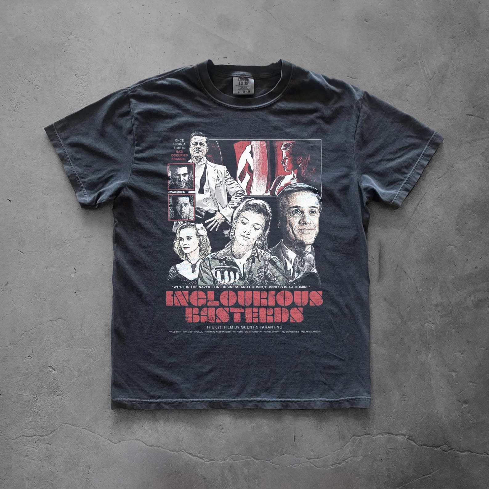 Inglourious Basterds T-Shirt, Distressed Vintage Graphic Tee XL