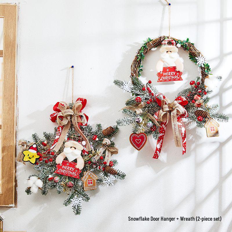 Rattan Christmas Wreath Hanging Ornament for Door & Wall Decoration