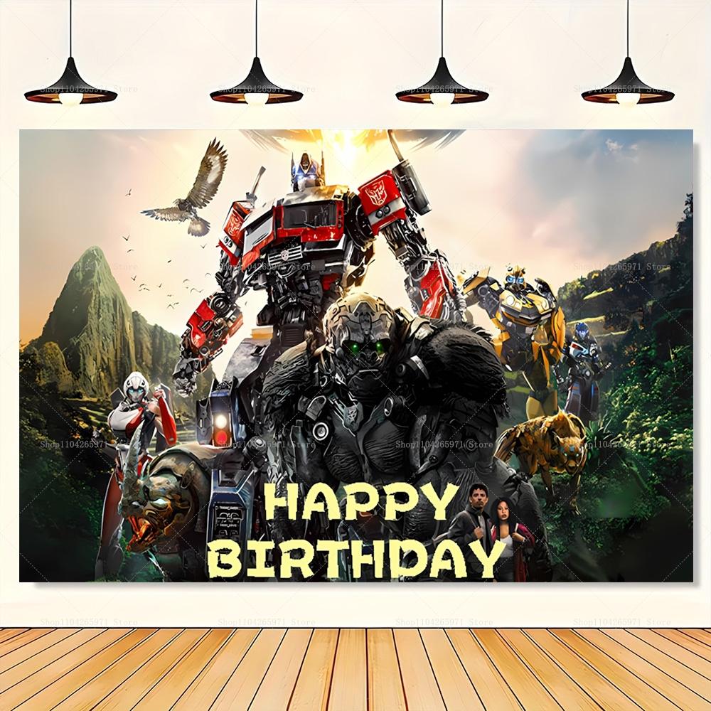 Fun Transformers Background Banner with Optimus Prime Theme for Kids, Children's Party Decoration