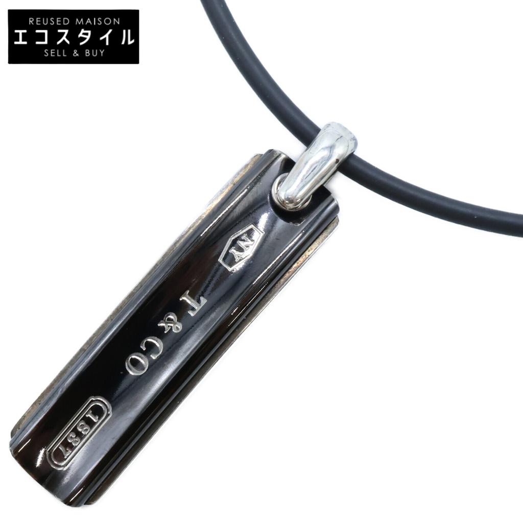 TIFFANY&Co. SV925 Narrow Barcode Necklace Silver / BlackUsed