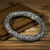 Retro Solid Dragon Pattern Bracelet Men's Tibetan Silver Handmade Old Simple Niche Domineering Valentine's Day Gift for Boyfriend