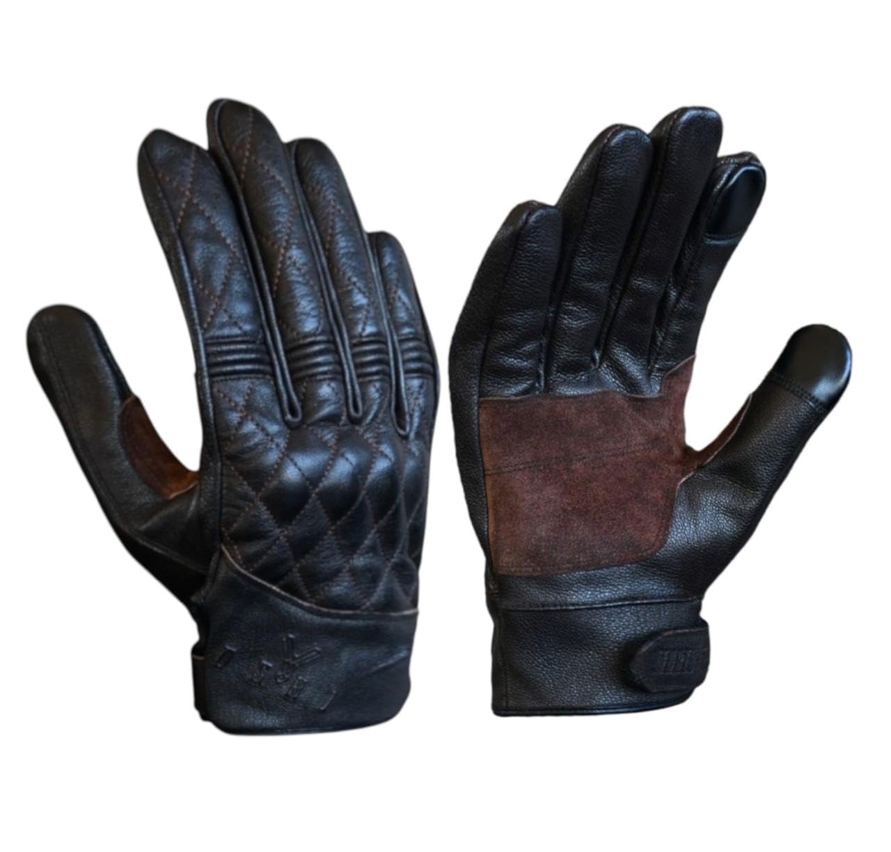 

YOSHI Motorcycle Genuine Goat Diamond Quilted 5 Vintage Touchscreen Compatible Gloves, Leather, Design, Colors, Finish, (Brown, Medium)