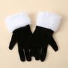 Krátké retro sametové rukavice Dámské operní rukavice s chlupatými bílými manžetami Délka k zápěstí Prstové rukavice na vánoční kostým Svatba Čajový dýchánek Banket Tanec