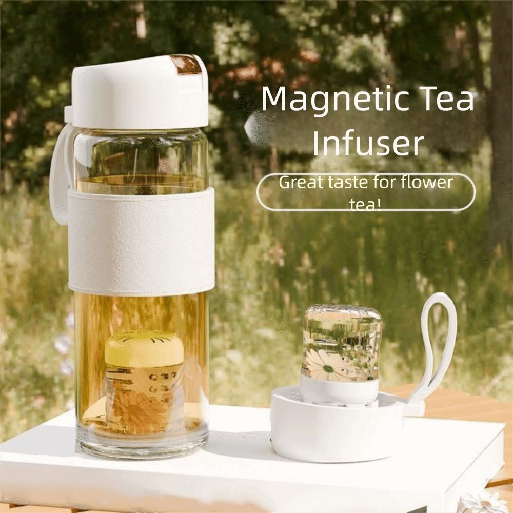 Portable Design Glass Water Bottle Large Capacity High Temperature Resistant Tea Water Separation Cup Tritan Material