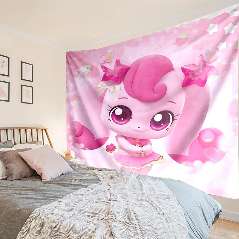 Pink Heartsping Fantasy World Tapestry, Unique Design Tapestry, Wall Decor for Bedroom,Livingroom, Playroom,Heartwarming Fan Holiday Gifts