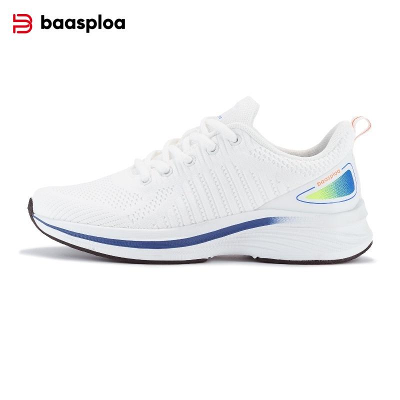 Scarpe da corsa da donna Baasploa, scarpe comode da passeggio, sneakers traspiranti in mesh, suole antiscivolo, scarpe da tennis da donna cm bianco