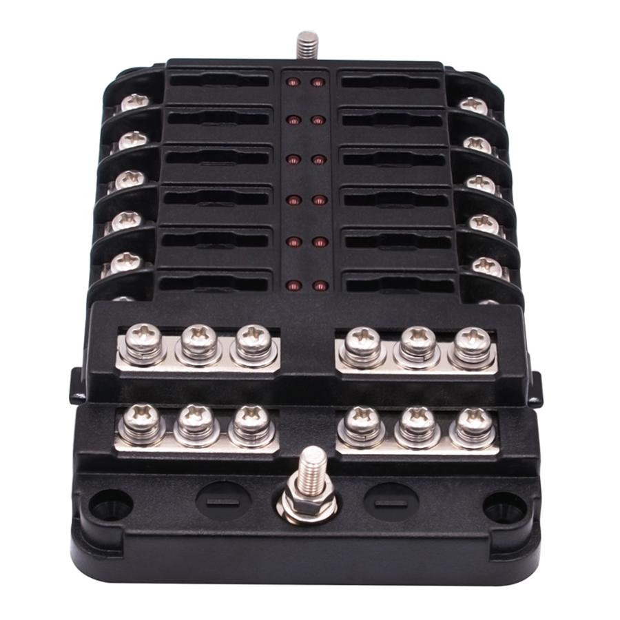 12-Way Blade Fuse Box Holder w/ LED Indicator