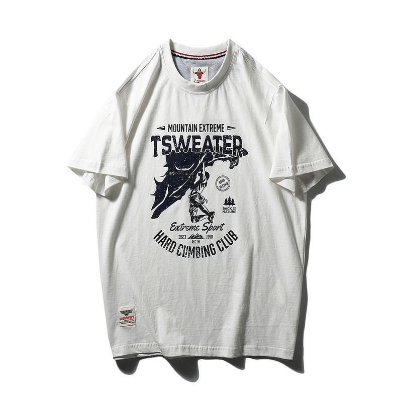 Trade Export to Domestic Sales American Retro Printed Pure Cotton Trendy Brand Short-Sleeved T-Shirt Men's Summer Base Layer Men's Clothing T-Shirt