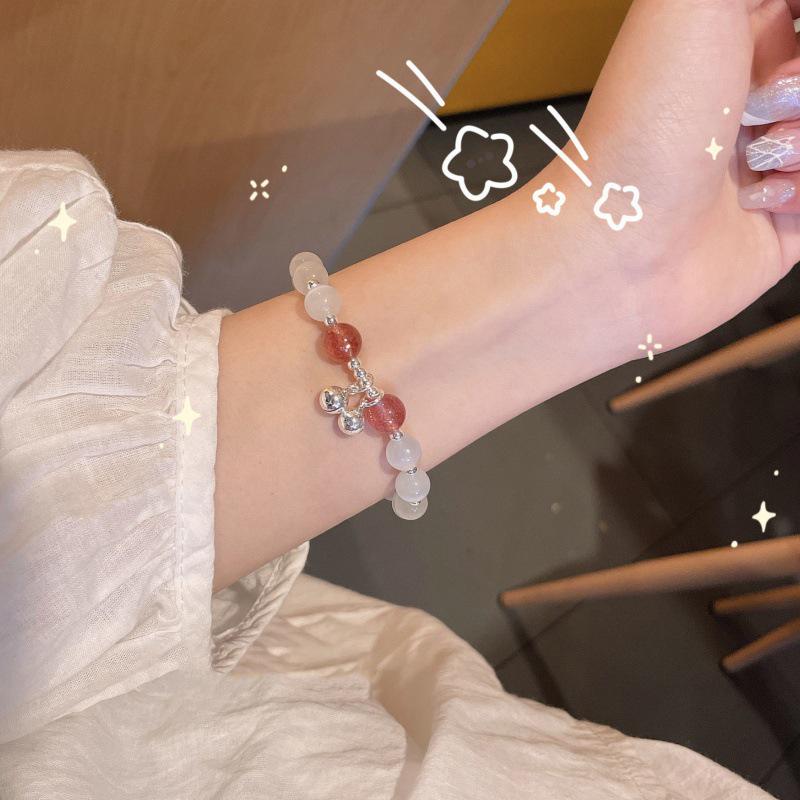 Xiaohongshu Style Soft Gradient Pink Bracelet for Students: Ice Transparent Finger Wrap Around Beads - Perfect for Gifting Besties.