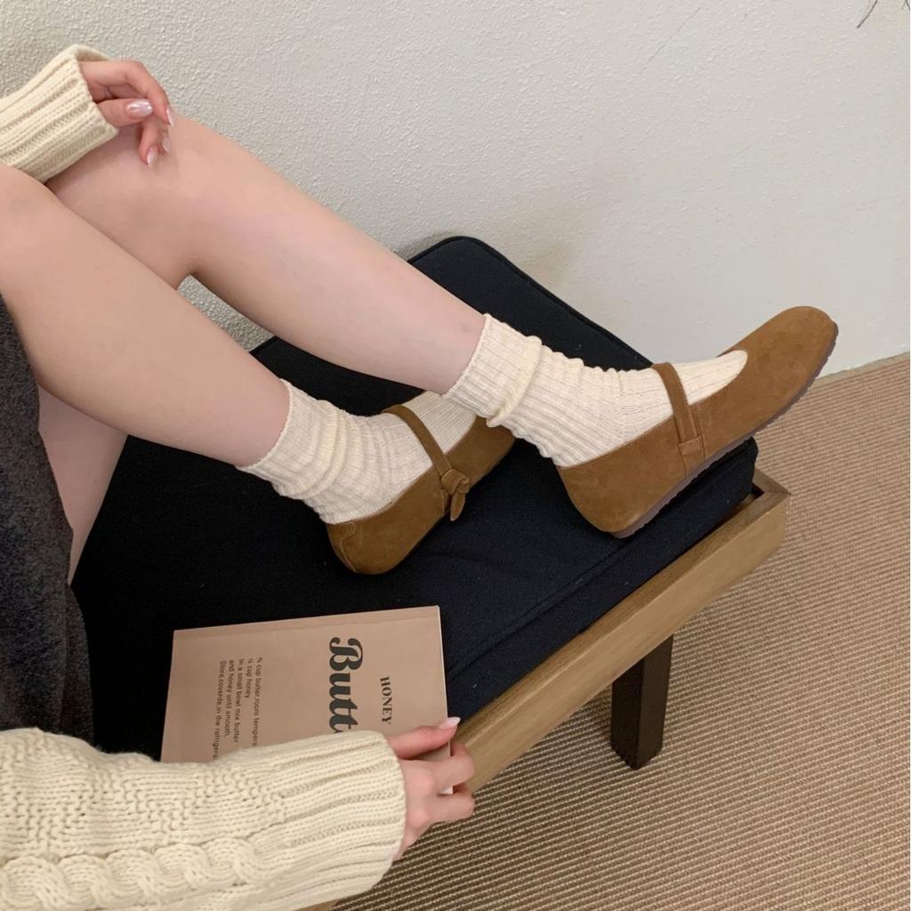 2025 New Round Head Leather Matte Shallow Mouth Versatile Word with Soft Skin Doudou Pregnant Women's Single Shoes