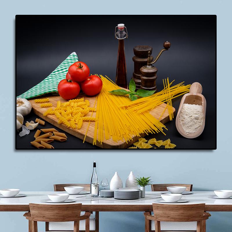 

Вкусная итальянская паста HD фотографии спагетти макароны с томатным соусом холст картина для столовой кухни украшения стены 21x30cm No Frame