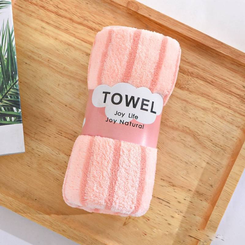 Coral Fleece Towel With Thick Absorbent Stripes For Home Use And Giftgiving 30x60cm