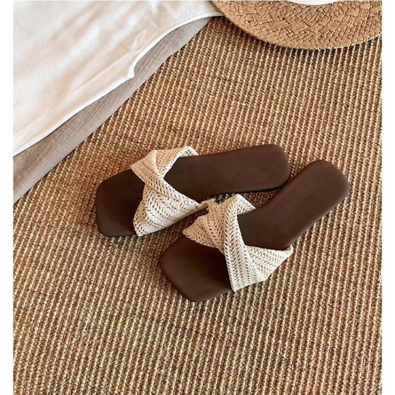 Anti-slip Shoes, Square Toe, Beach Flat Shoes, Women s Flip-flops 35 белый