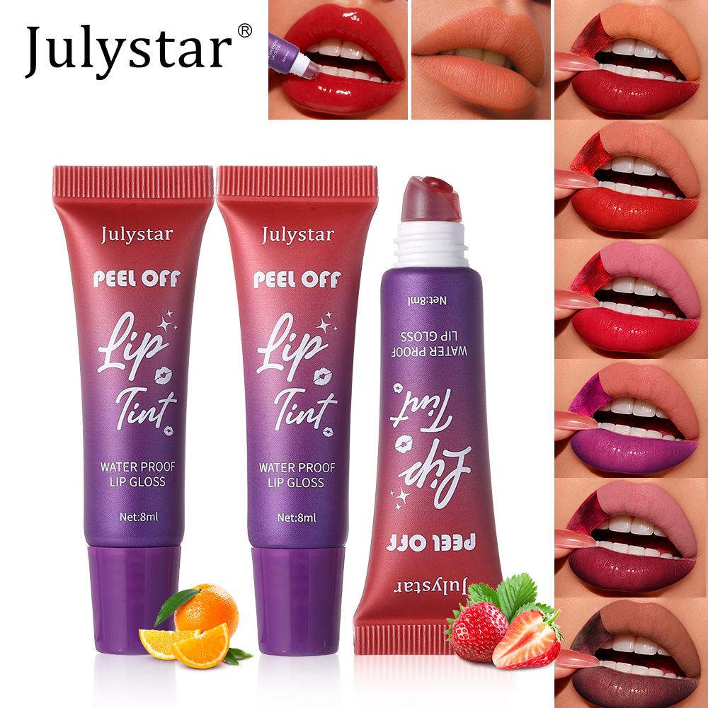 Julystar Peel Off Lip Tint Matte Waterproof Lip Tattoo Stain Long Lasting Tear Off Liquid Lipstick Eye-catching Lip Makeup