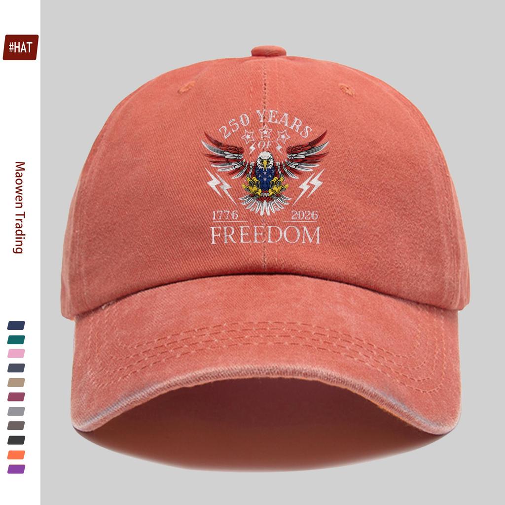 pc USA Years of Freedom meter Patriotic Print Baseball Cap for Men and Women Vintage Washed Sun Hat Lightweig