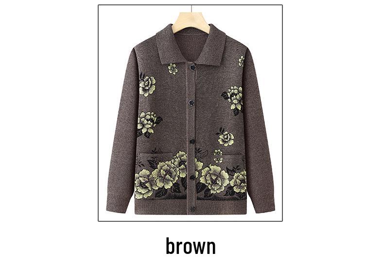 Grandma Loose Knit Cardigan for Middle-Aged & Elderly Women - Perfect for Spring & Autumn