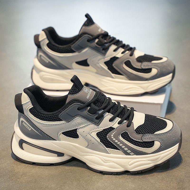 

Men Summer Thick Sole Chunky Sneakers Mesh Breathable Versatile Casual Sports Shoes 39 чёрный