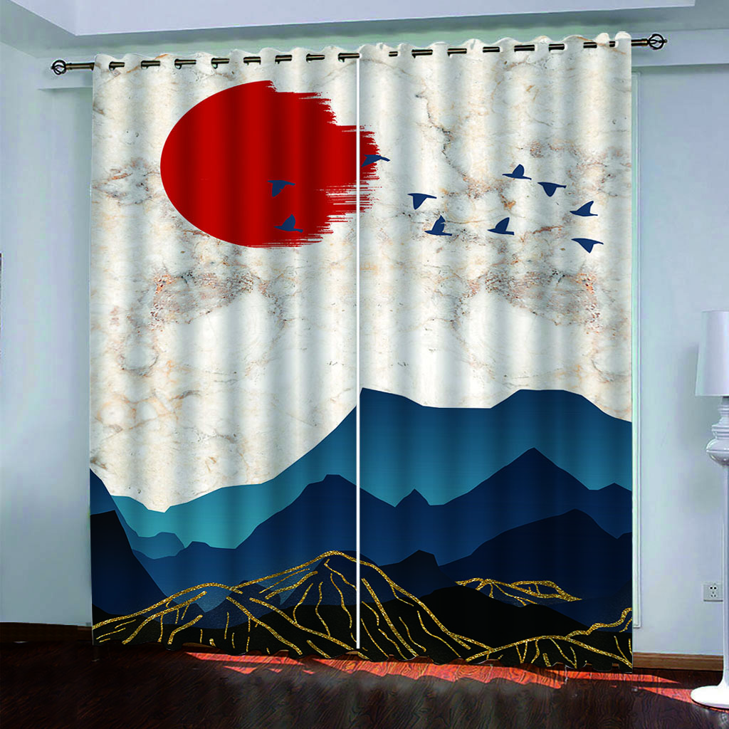 Curtains For Rooms 3D Abstract Art Mountain Landscape Pattern Modern Curtains For Living Room Bedroom Home Window Curtains