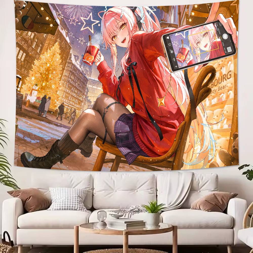 Cute Kawaii Girl Aemeath WUWA Tapestry Decoration Bedroom Dormitory Background Cloth Holiday Home Living Room Club Tapestry