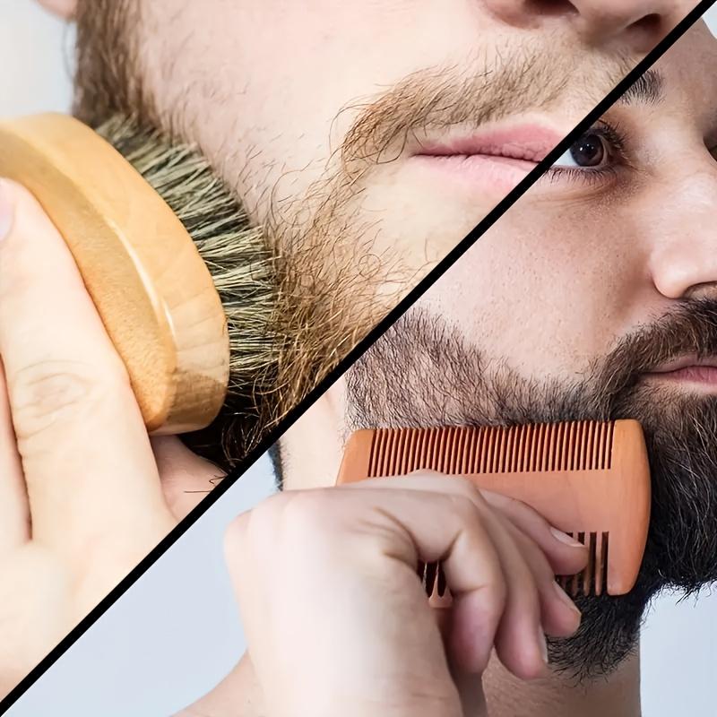 Professional Soft Boar Bristle Wood Beard Brush Hairdresser Shaving Brush Comb Men Mustache Comb Kit Hair Comb Set