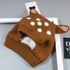 Winter Deer Knit  Hat with Ears Cartoon Infant  Plush Lining Kids Cap